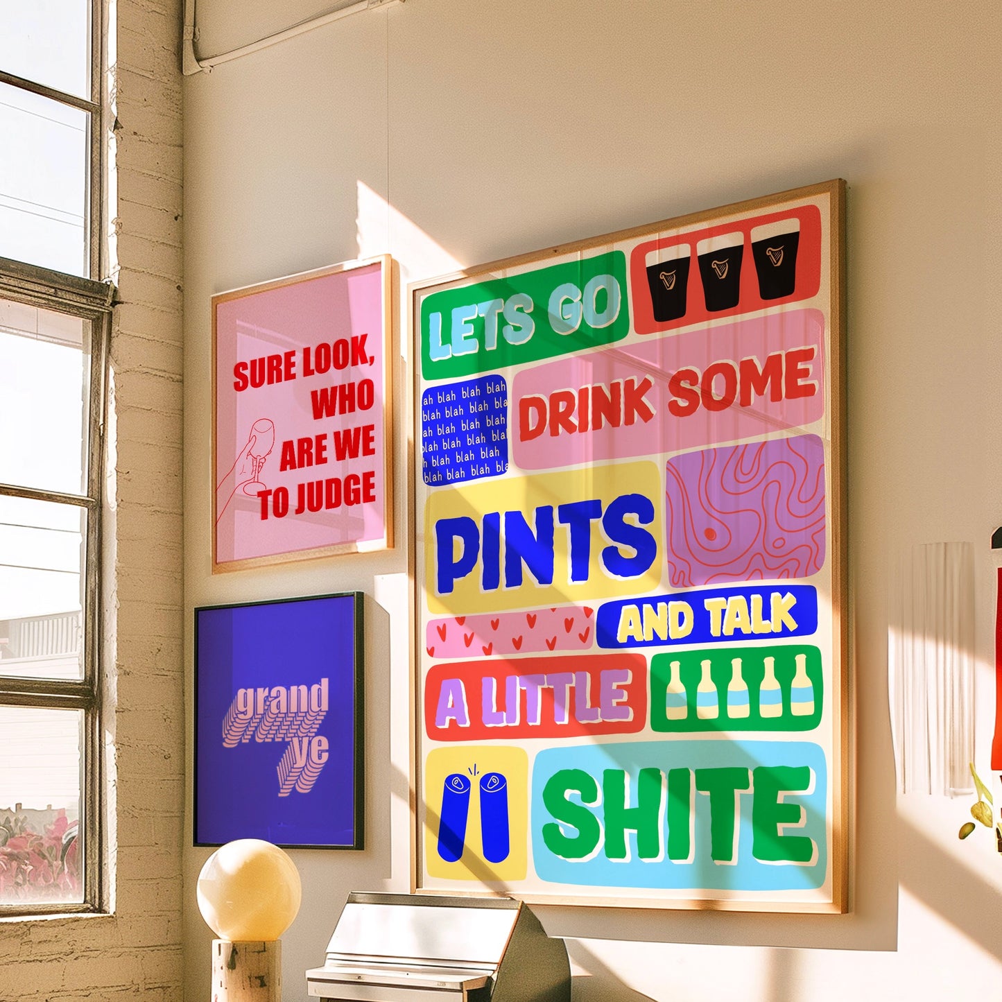 Irish Pub Print: Lets Go Drink Some Pints and Talk a Little Shite - Colorful Wall Art