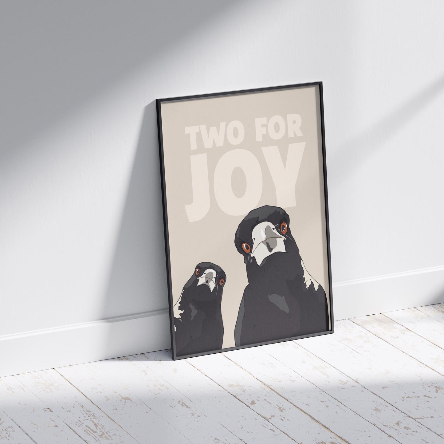 Magpie Print: Funny Irish Art, Two for Joy