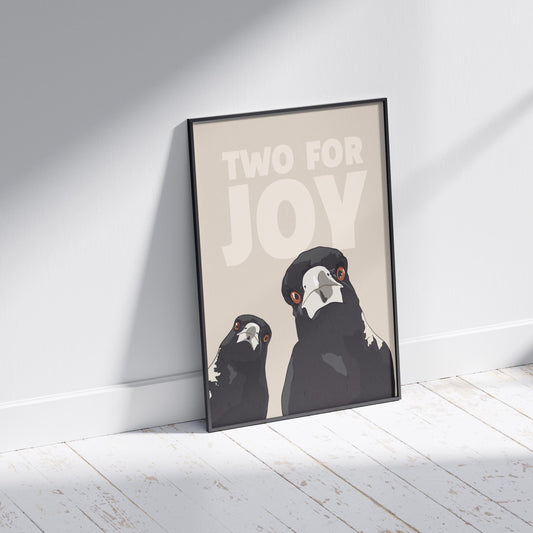 Magpie Print: Funny Irish Art, Two for Joy