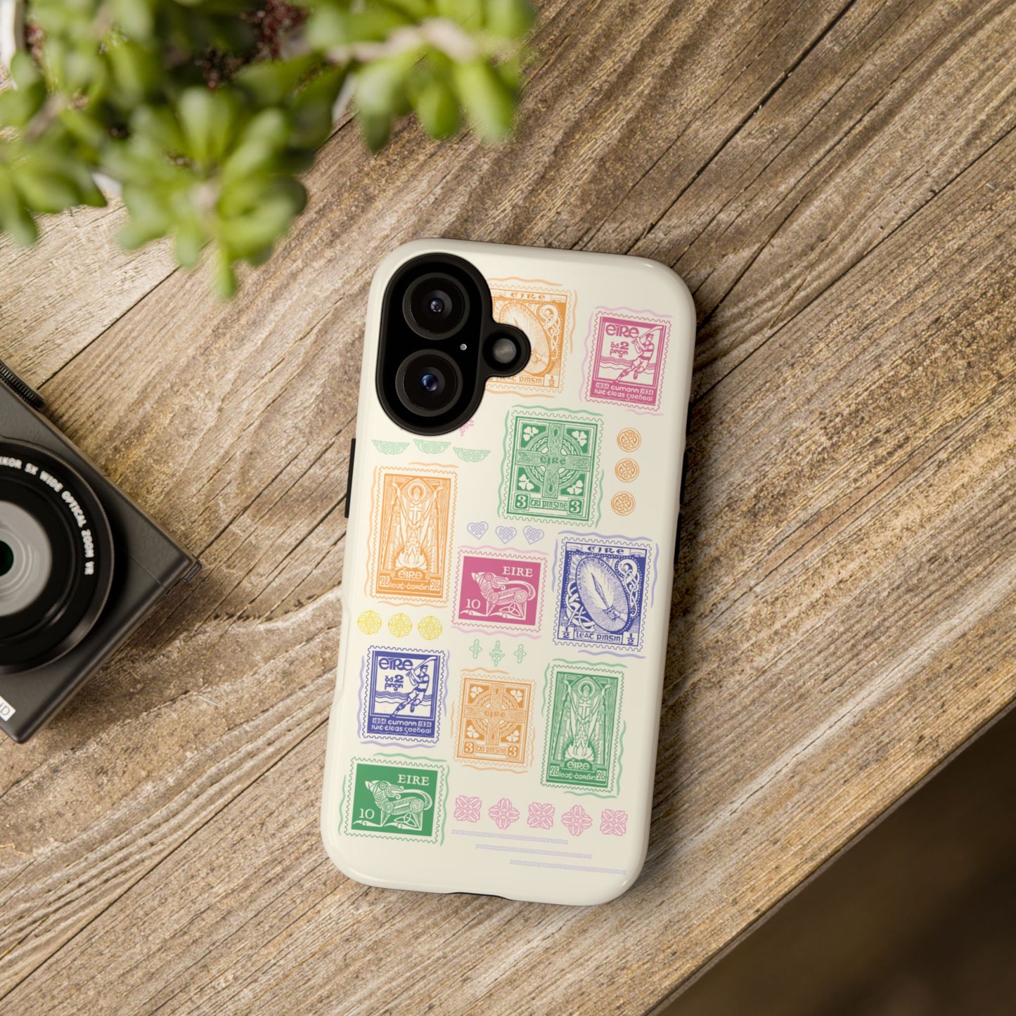 Colourful Vintage Irish Stamps and Celtic Symbols Tough Phone Case