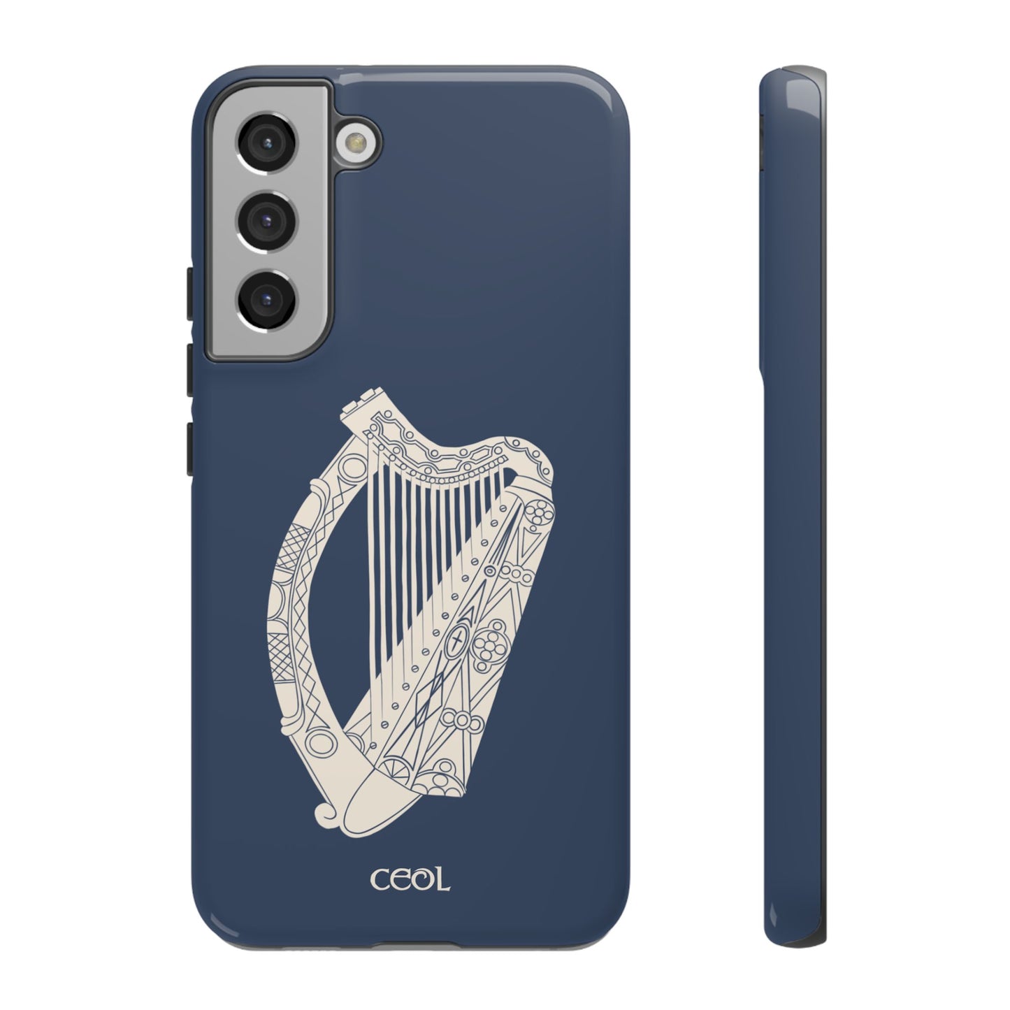 Navy Celtic Harp Tough Irish Phone Case, Ceol
