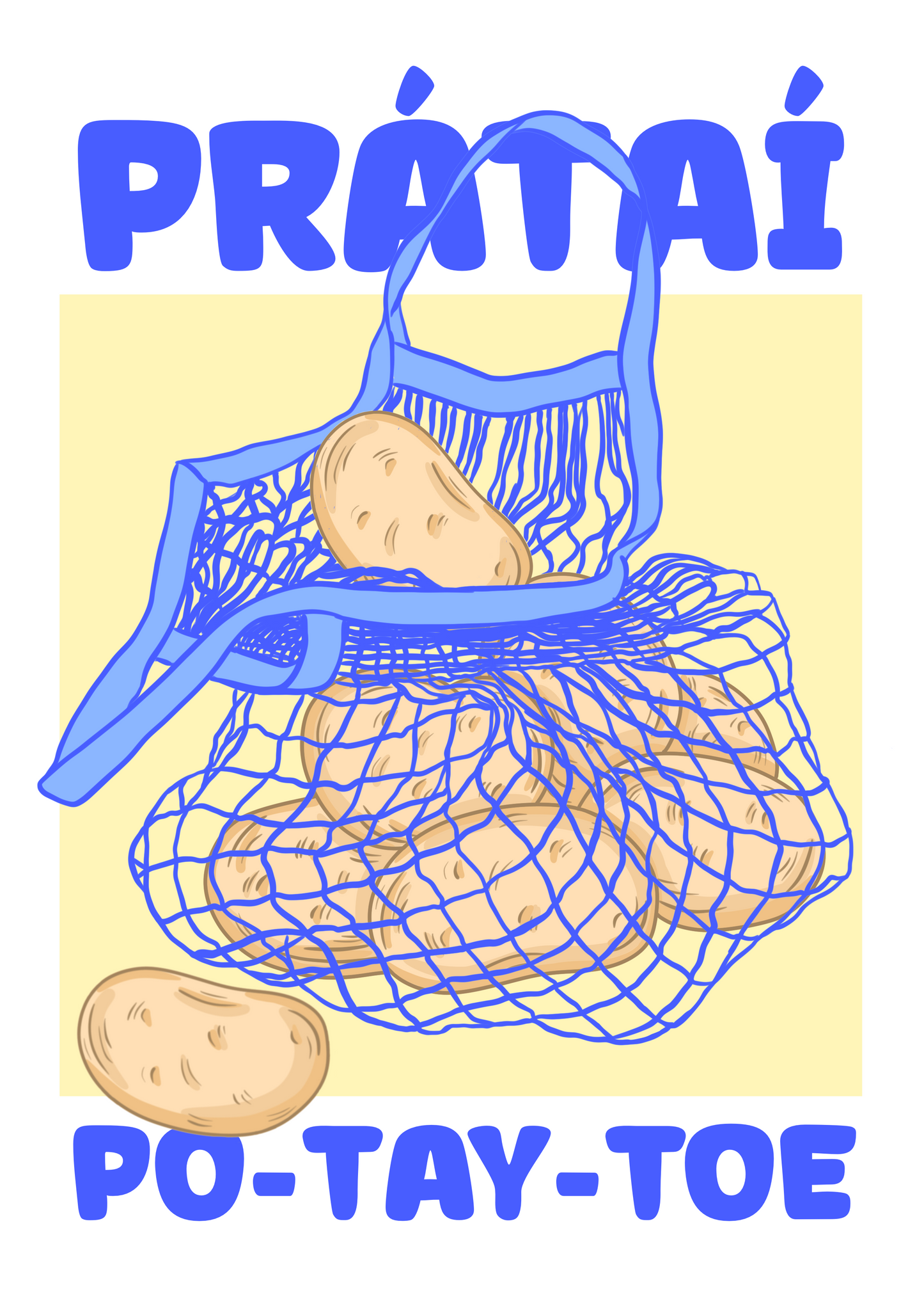 Colourful Irish potato Print - Pratai - Gaeilge Art