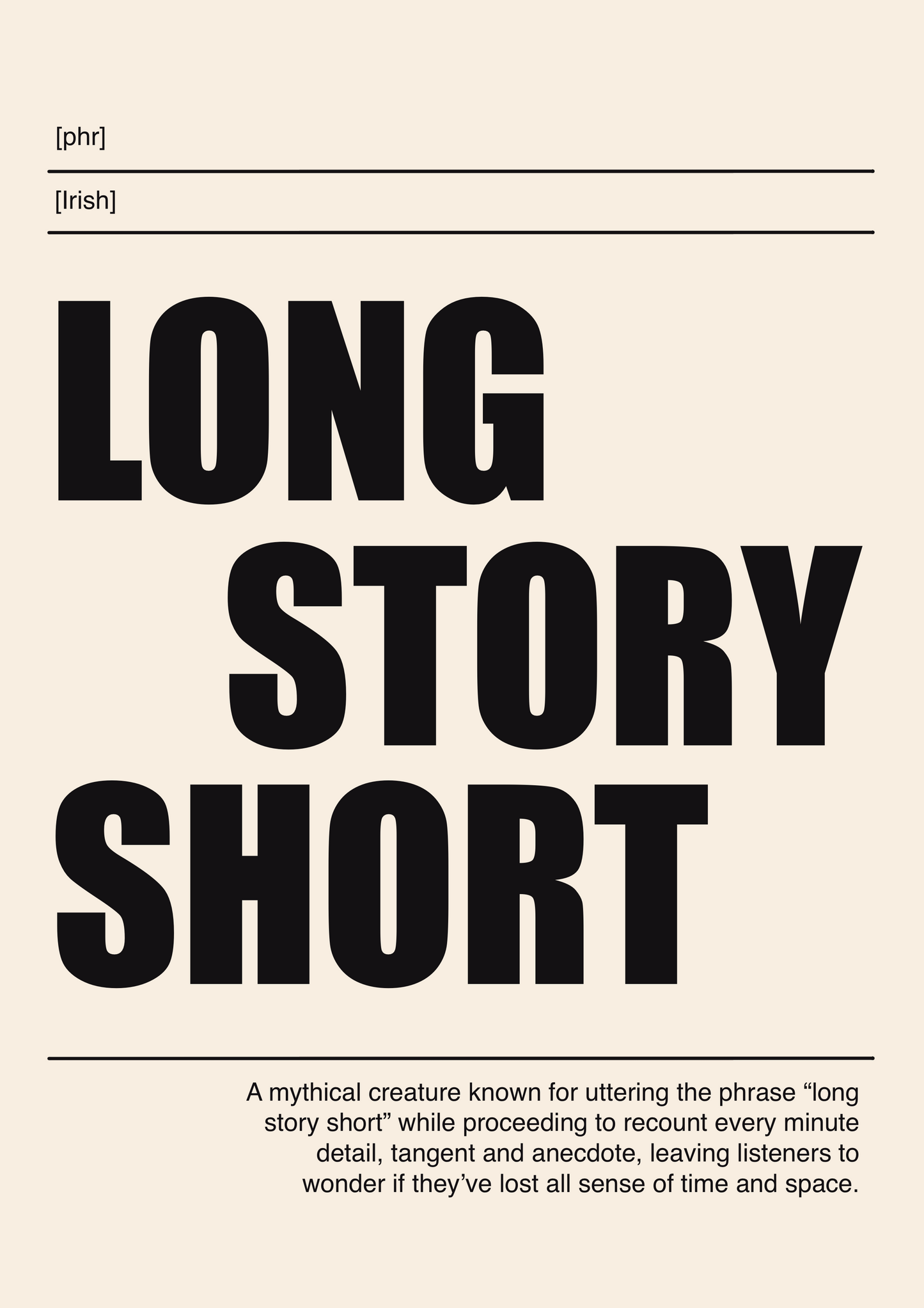 Long Story Short print - Funny Irish Sayings