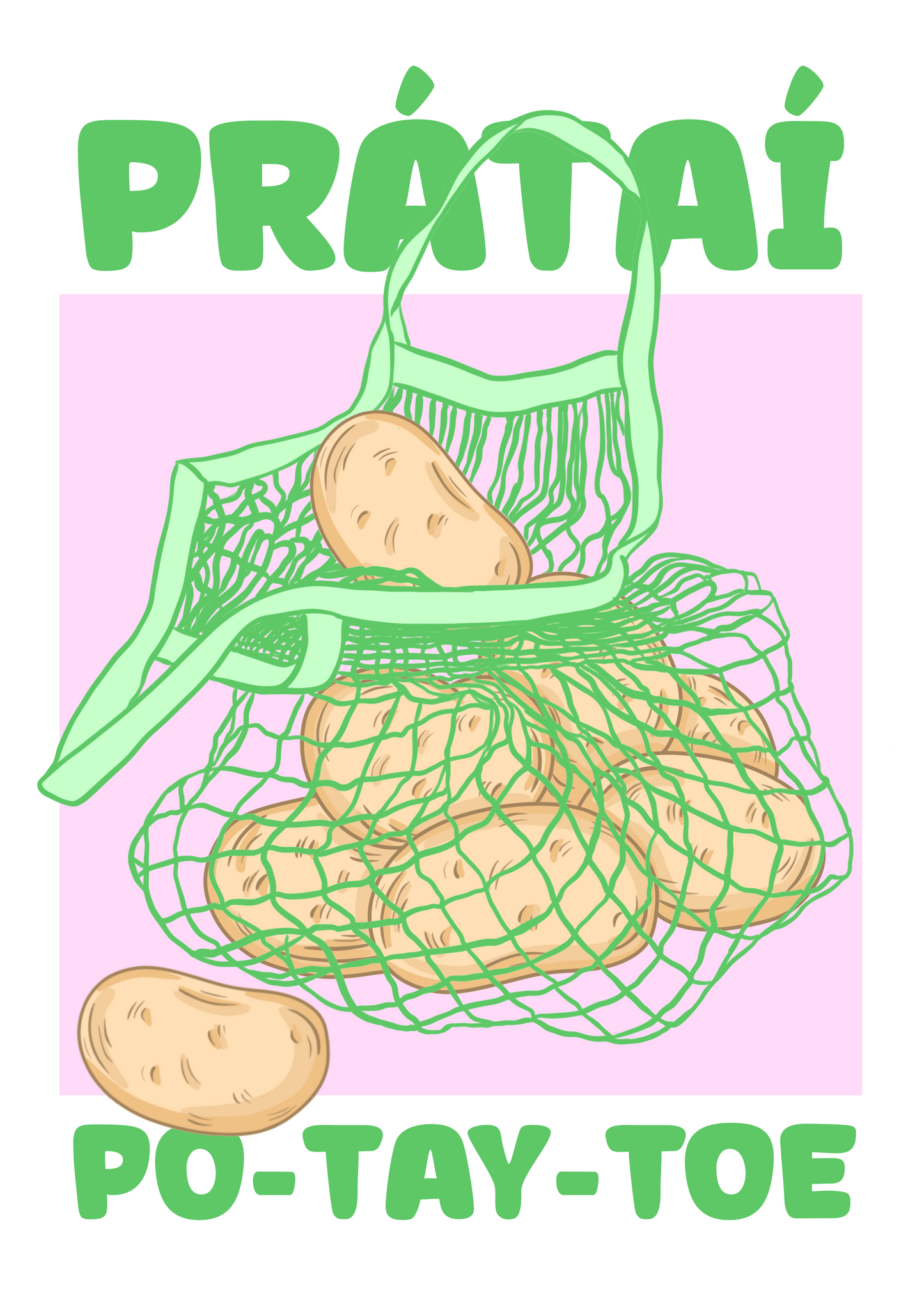 Colourful Irish potato Print - Pratai - Gaeilge Art