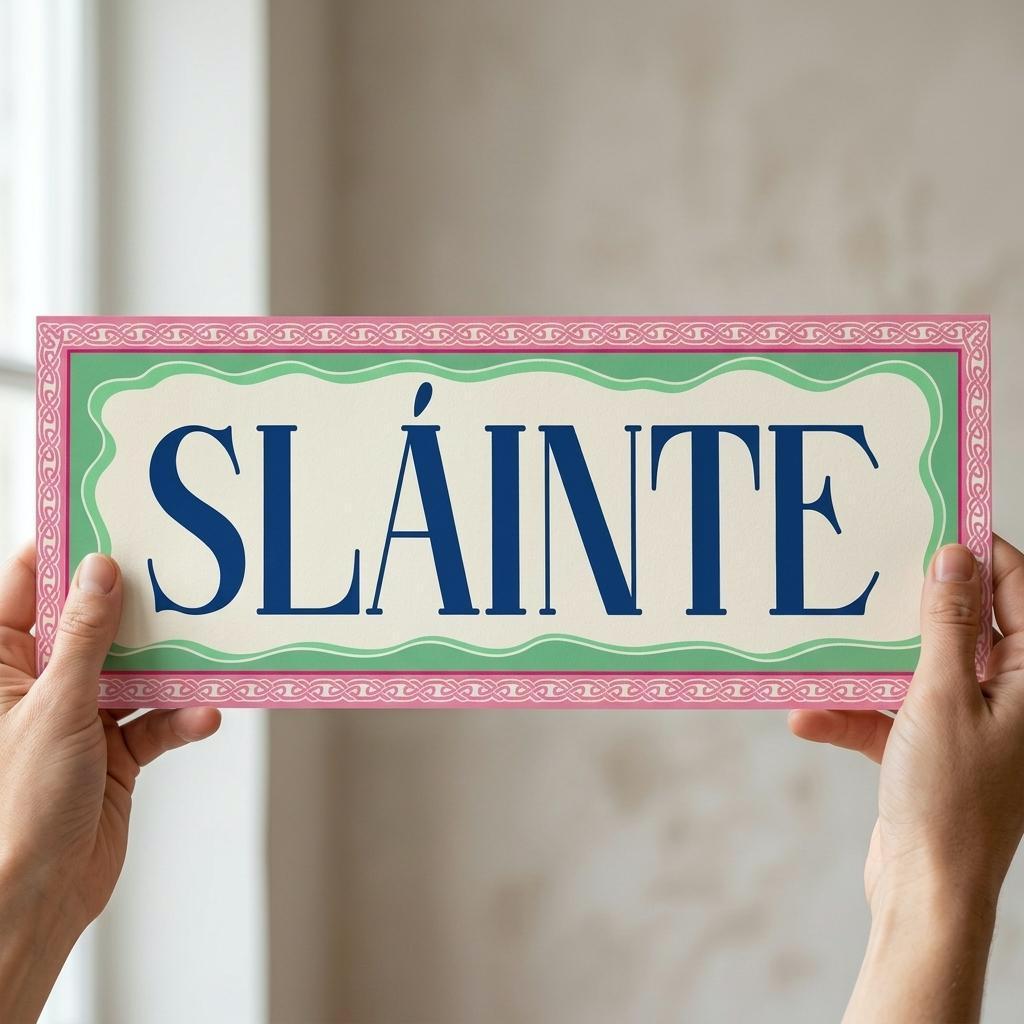 Panoramic Sláinte Irish Print | Gaeilge Art Poster 20x50 cm / 8x20″