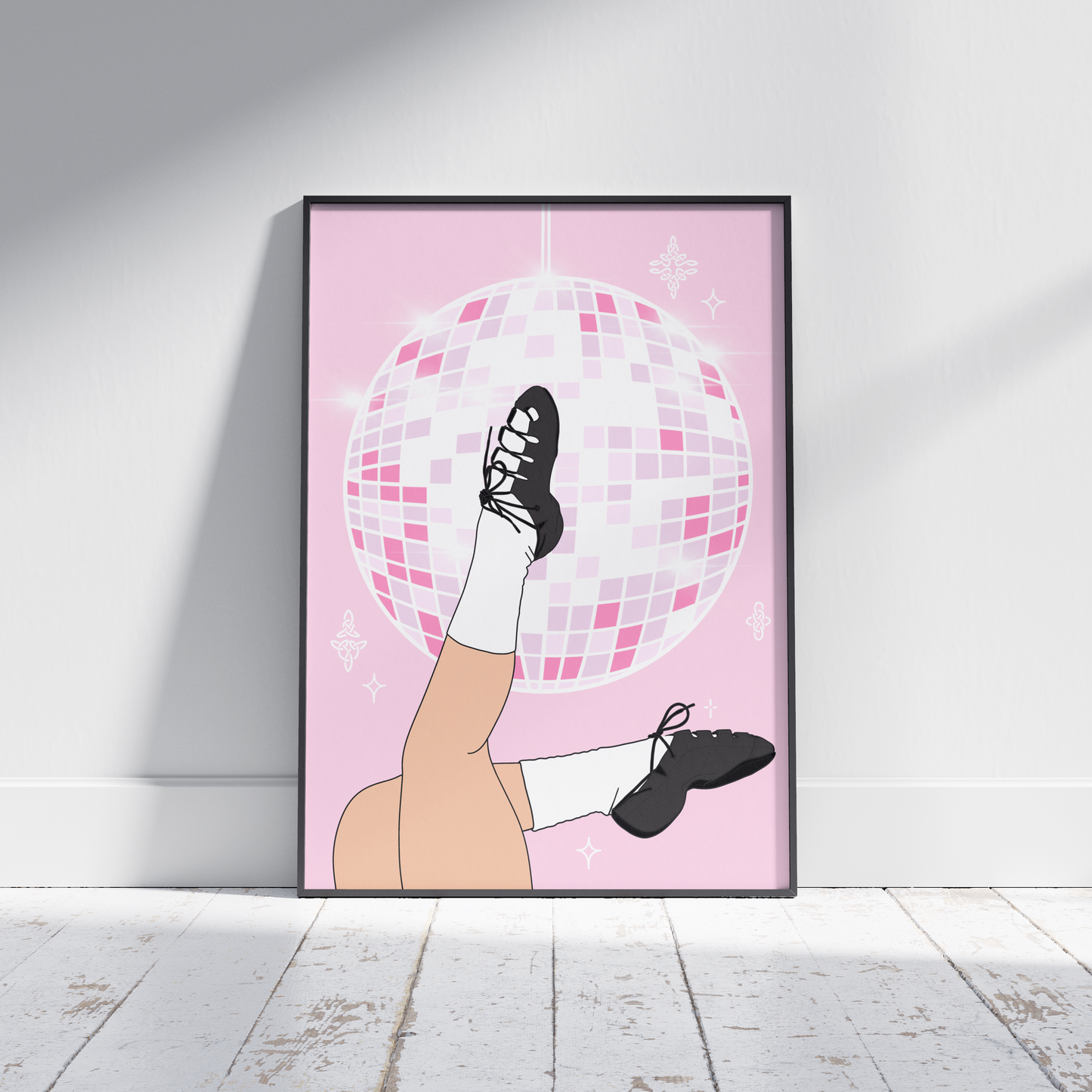 Irish Dancing Print with Disco Ball and Celtic Symbol Sparkles