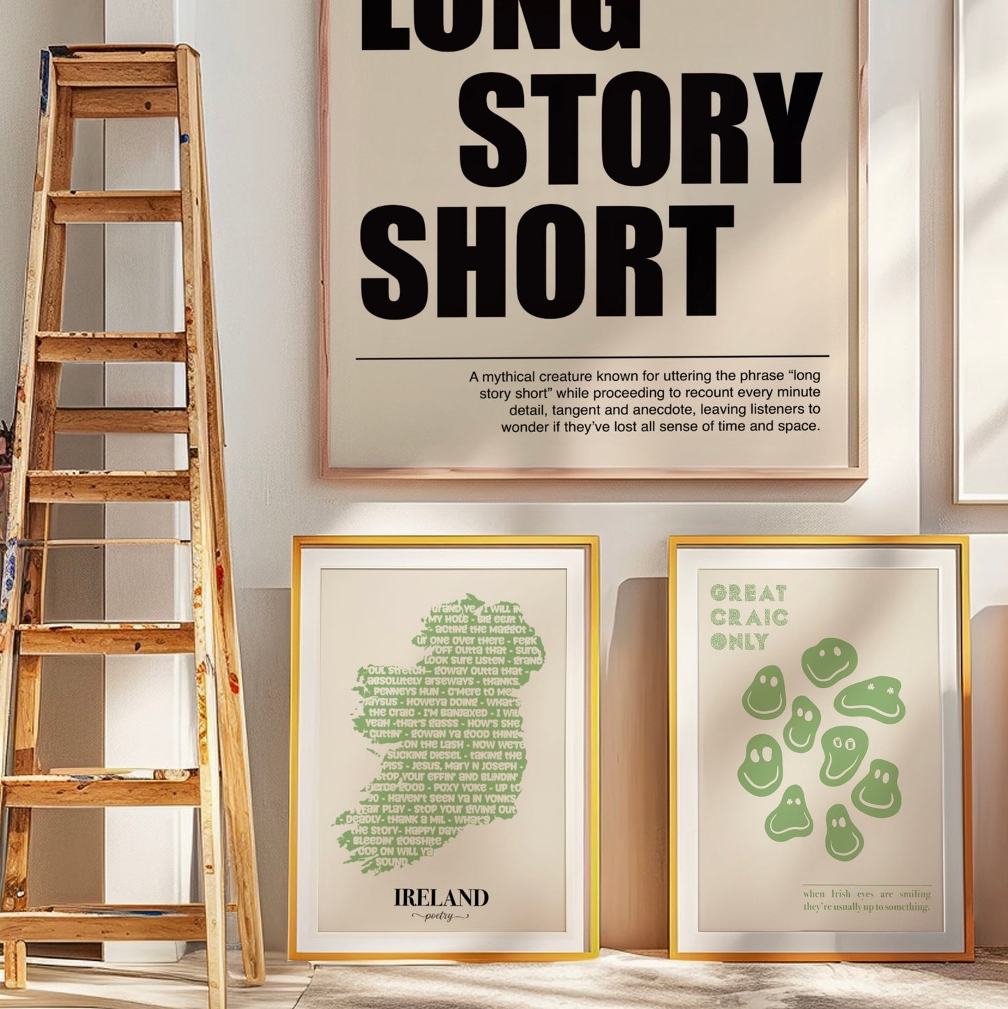 Great Craic Only Print available in multiple colours | Irish Smiley Faces | Irish Print
