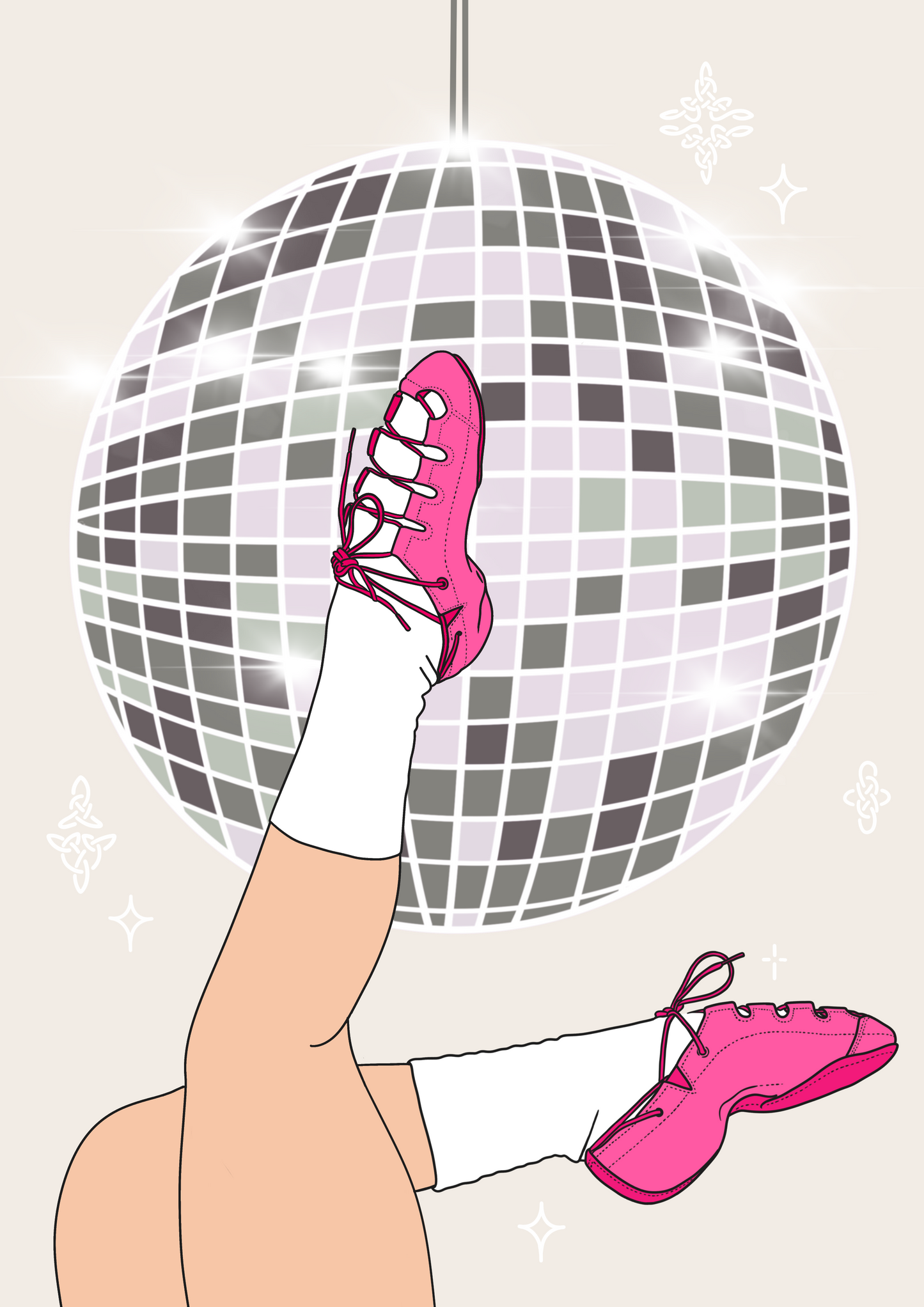 Irish Dancing Print with Disco Ball and Celtic Symbol Sparkles