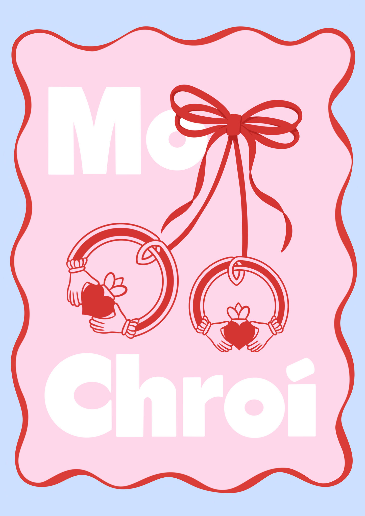 Mo Chroí Irish Print - My Heart with Claddagh Ring "Cherries" - Gaeilge Art