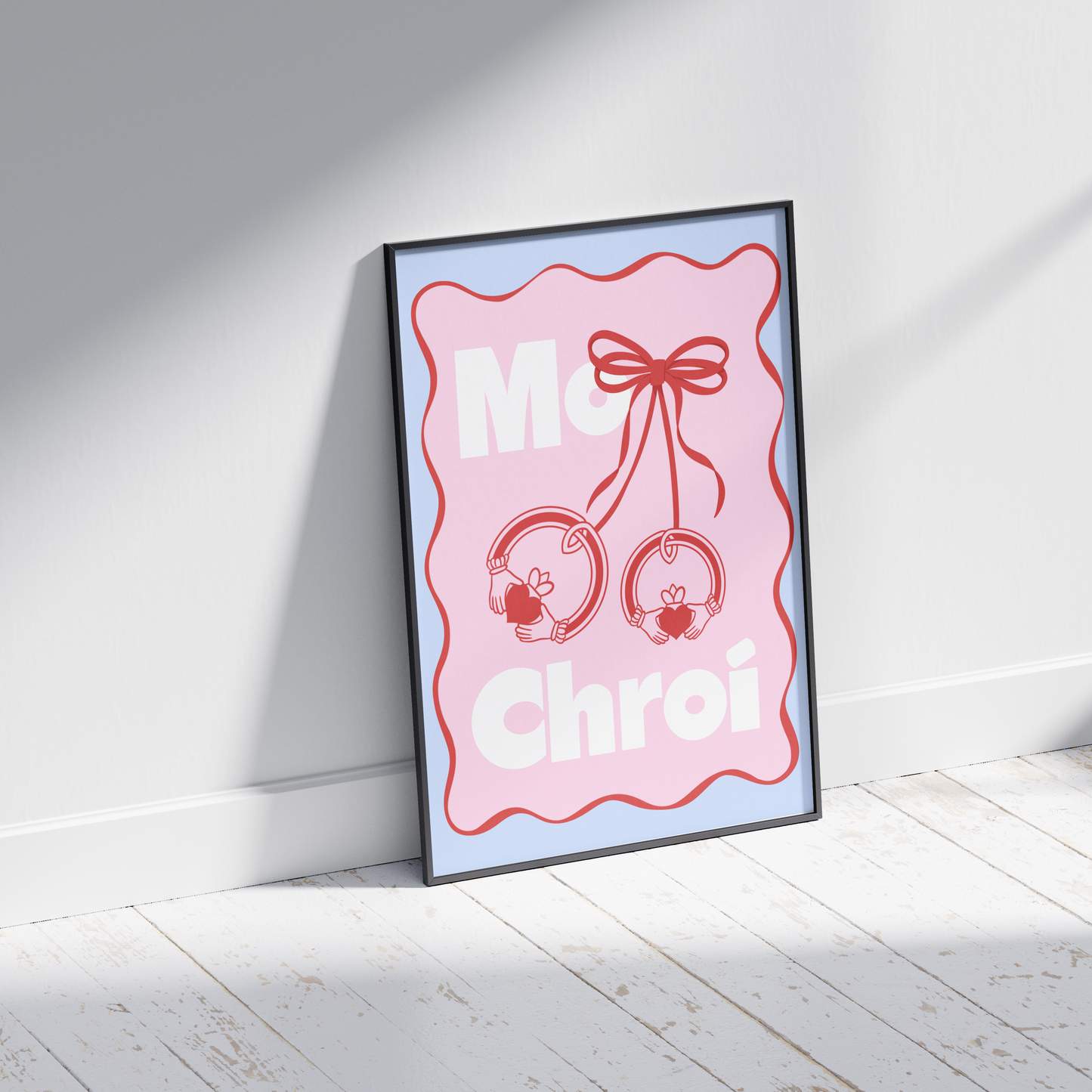 Mo Chroí Irish Print - My Heart with Claddagh Ring "Cherries" - Gaeilge Art