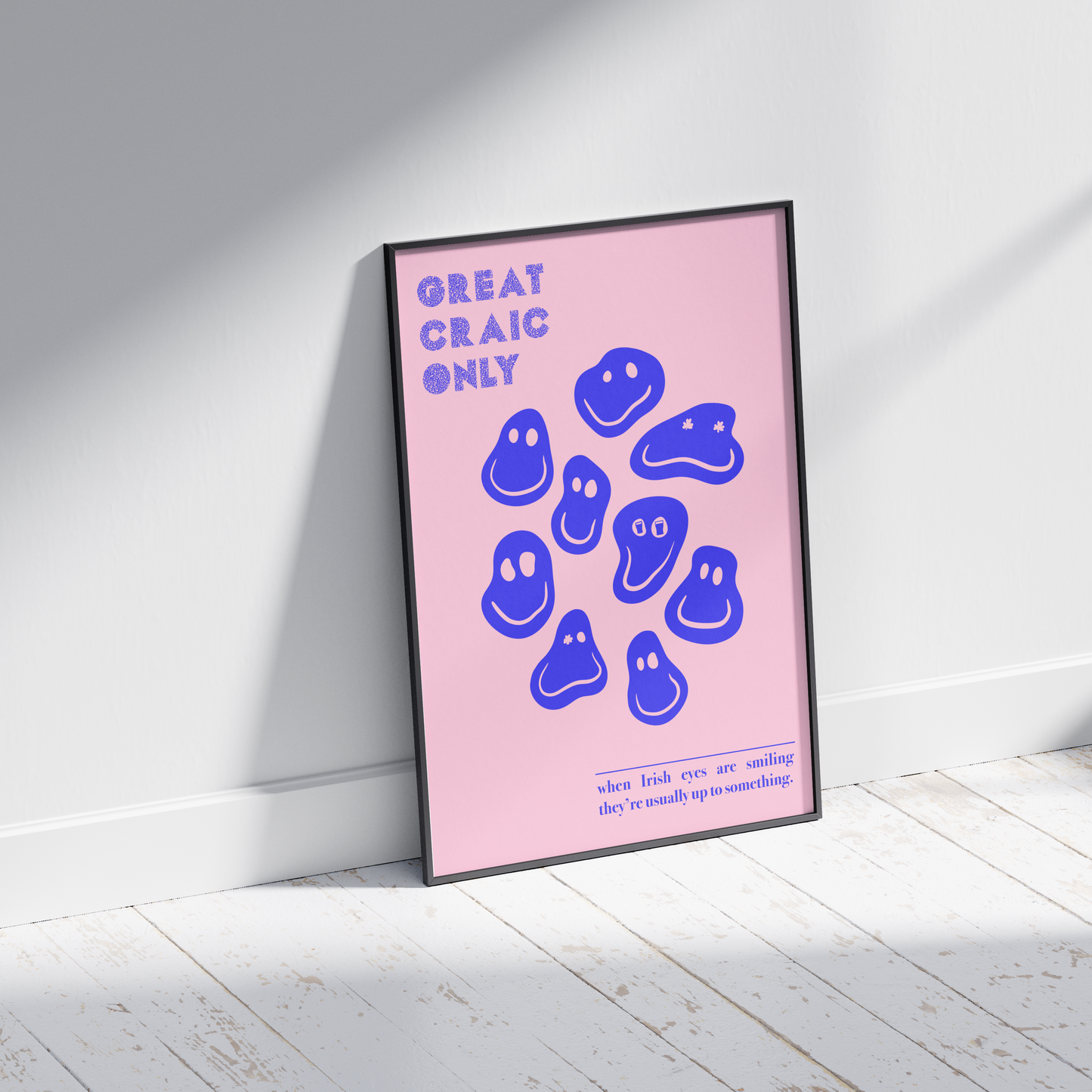 Great Craic Only Print available in multiple colours | Irish Smiley Faces | Irish Print