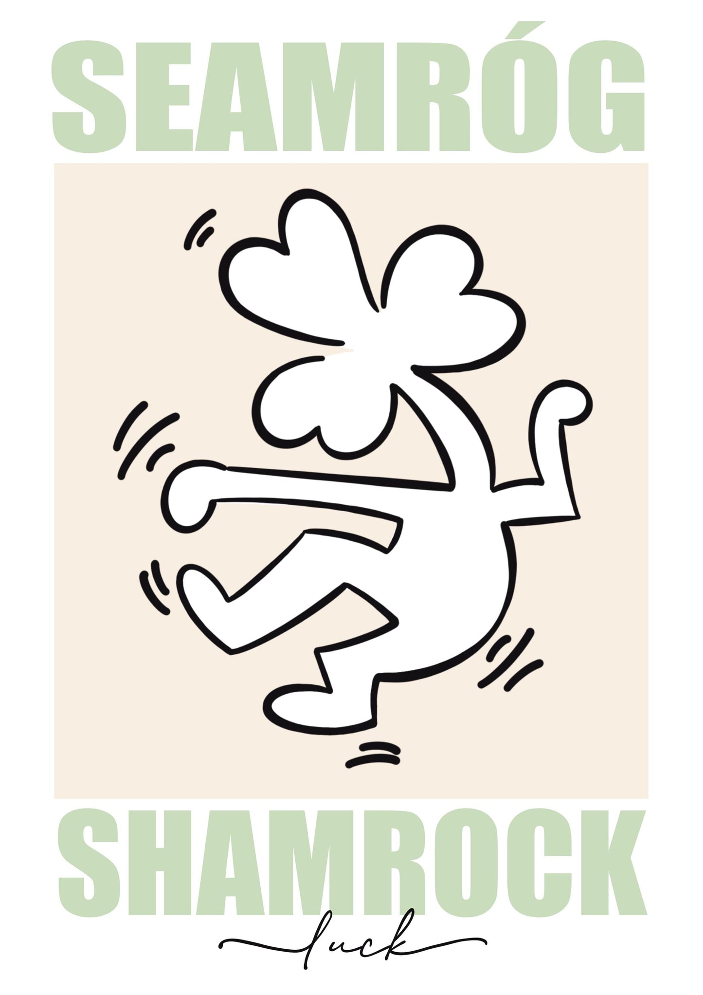 Irish Shamrock Keith Haring Style Print: Seamróg Wall Art