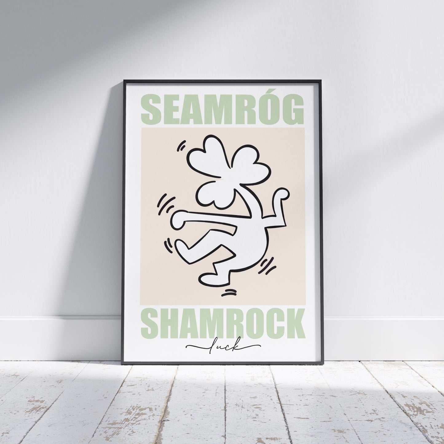 Irish Shamrock Keith Haring Style Print: Seamróg Wall Art