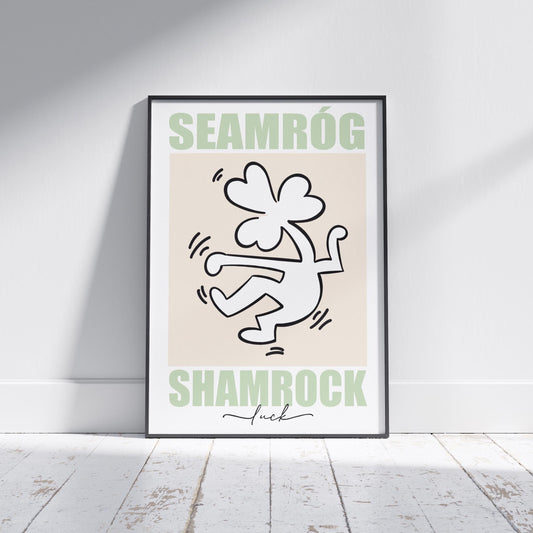 Irish Shamrock Keith Haring Style Print: Seamróg Wall Art