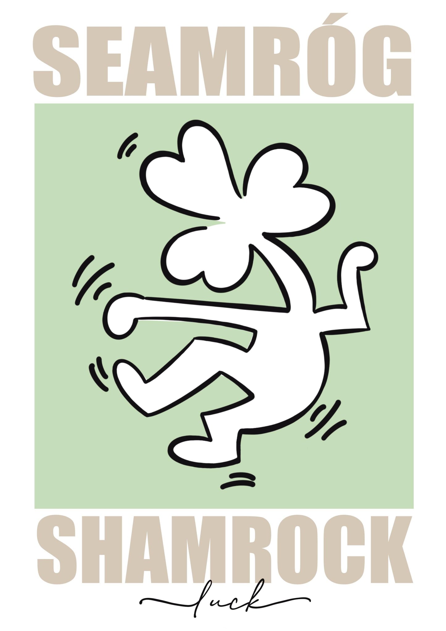 Irish Shamrock Keith Haring Style Print: Seamróg Wall Art