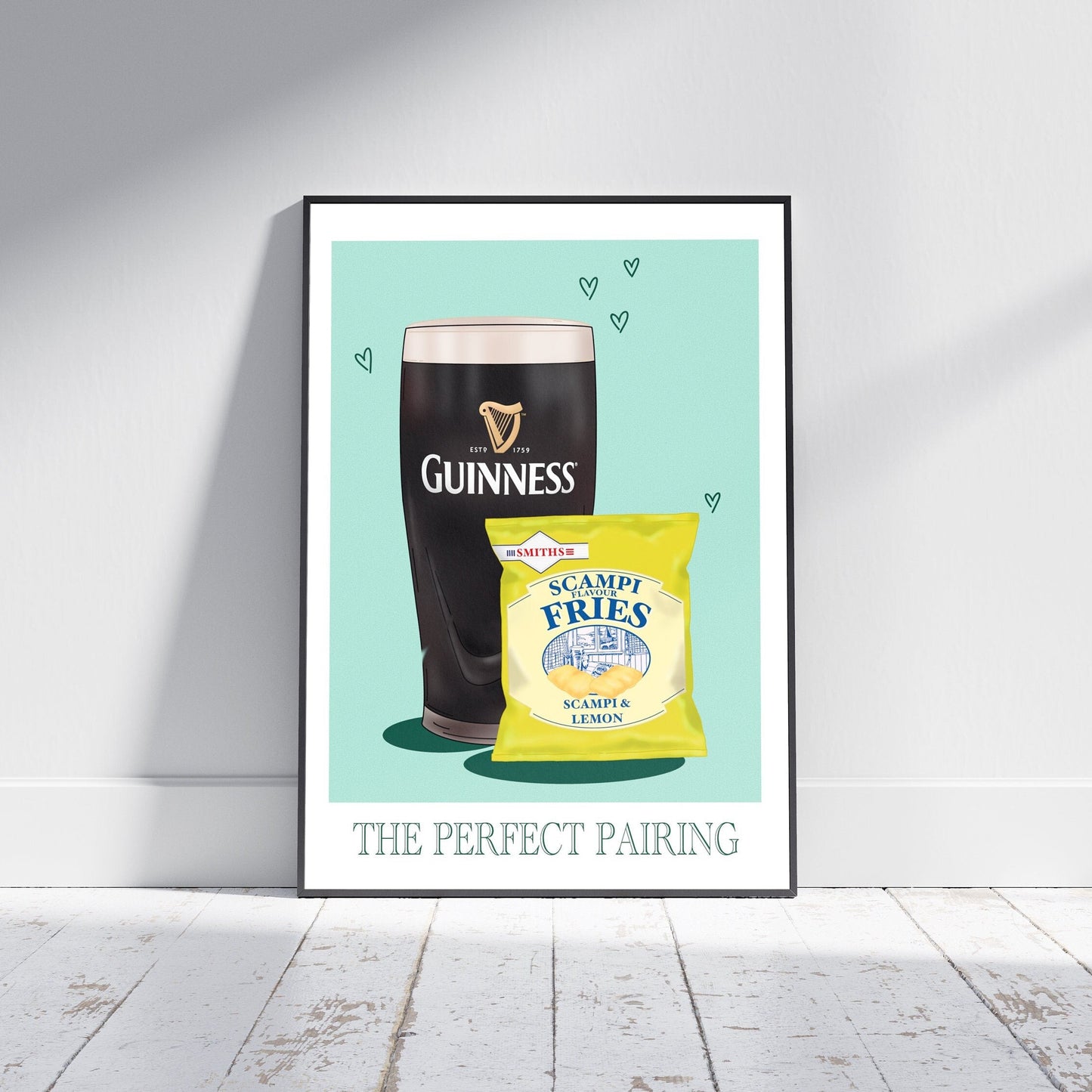 Guinness and Scampi Fries Print: Irish Home Decor