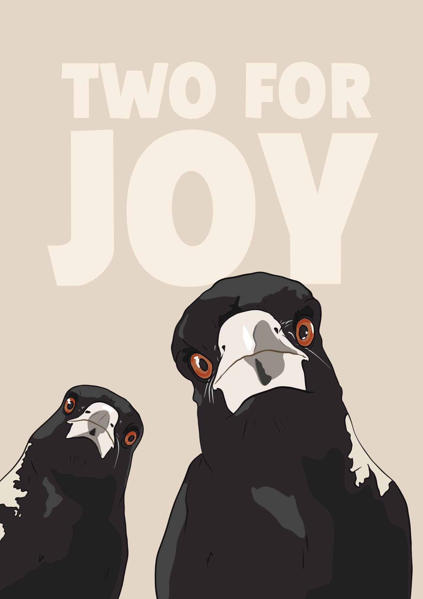 Magpie Print: Funny Irish Art, Two for Joy