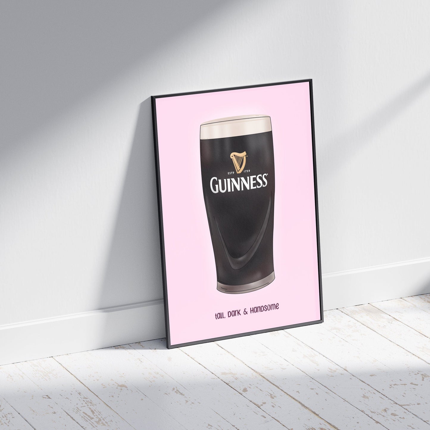 Guinness Pint Print: Irish Home Decor - Tall, Dark and Handsome