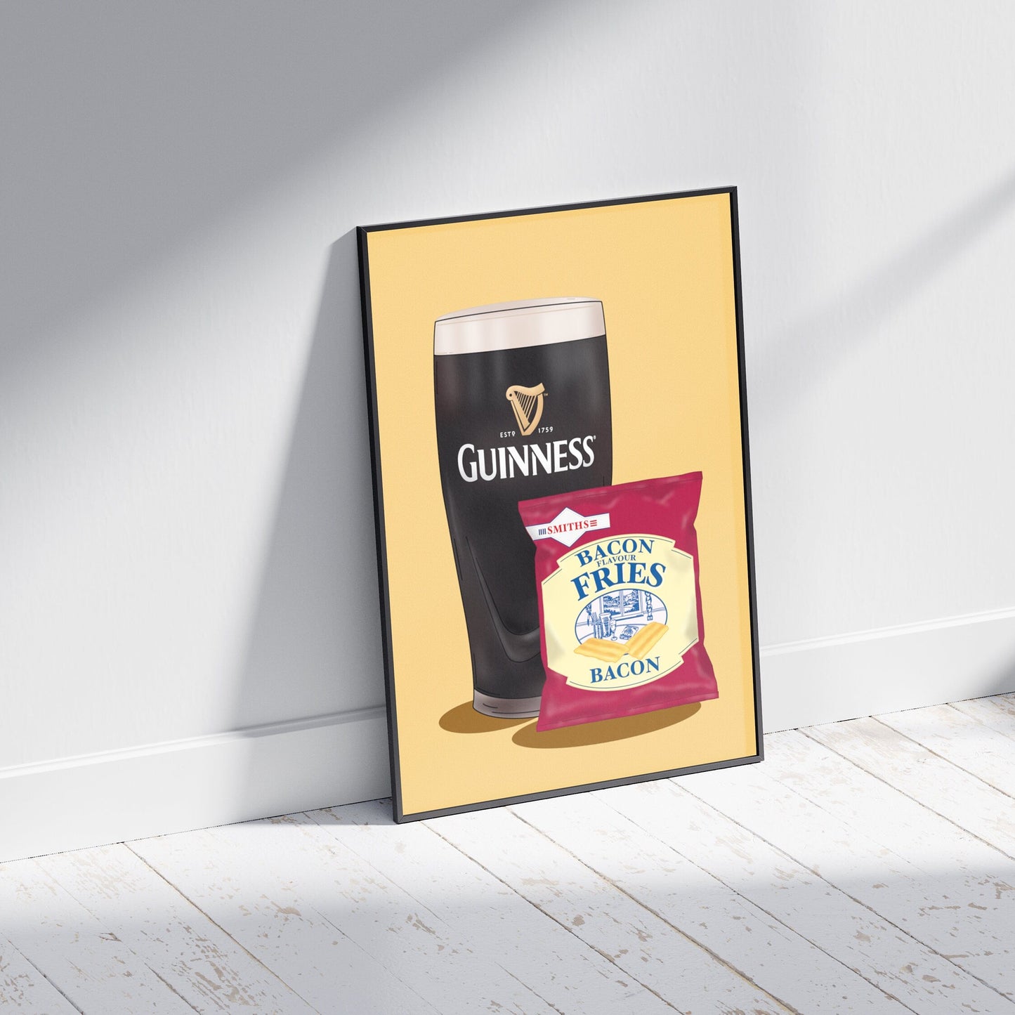 Guinness and Bacon Fries Print: Irish Home Bar Wall Art