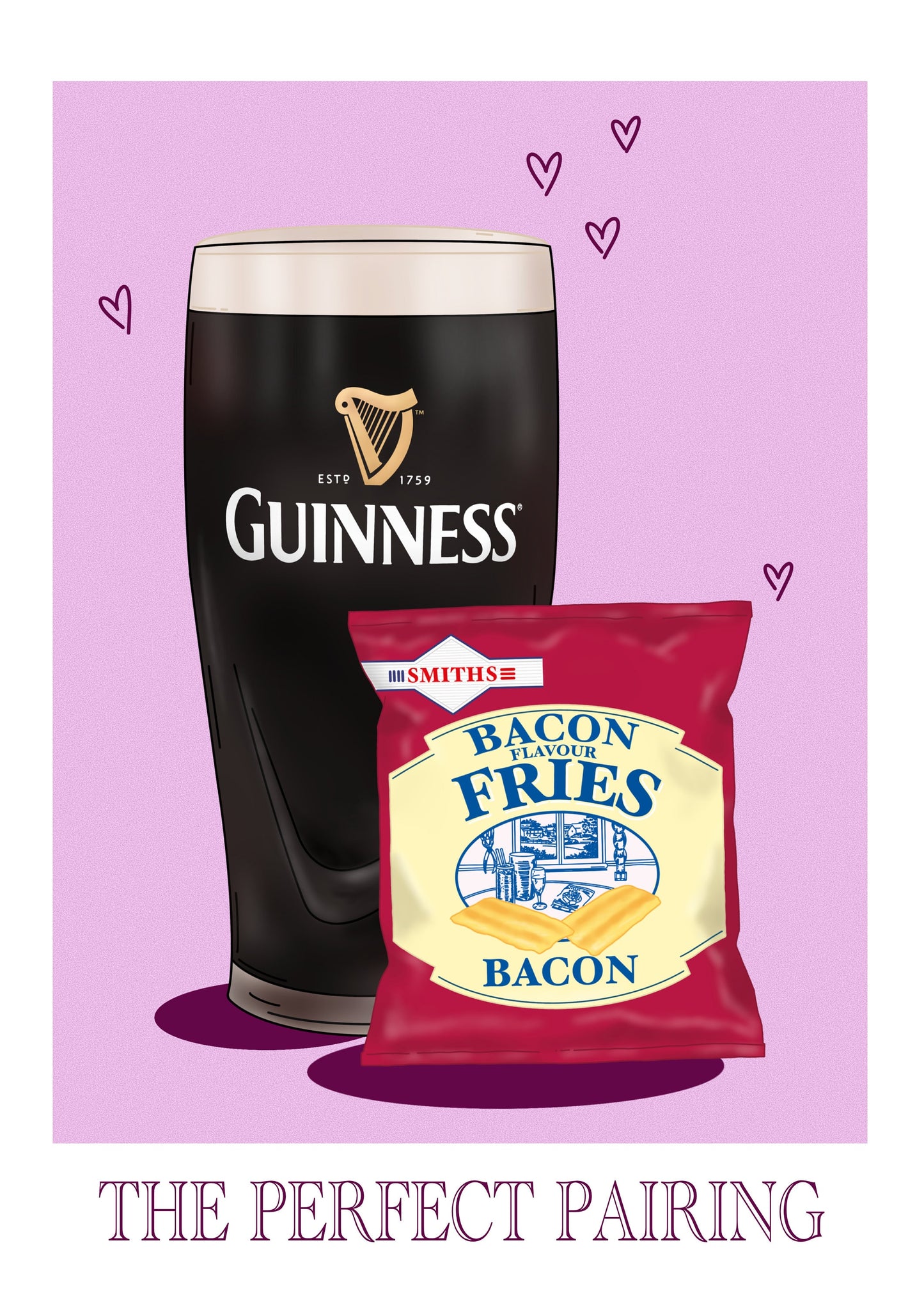 Guinness and Bacon Fries Print: Irish Home Bar Wall Art