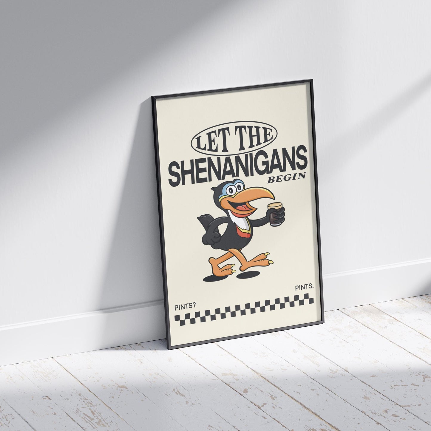 Guinness Toucan; Let the Shenanigans Begin | Retro Irish Print | Pints print