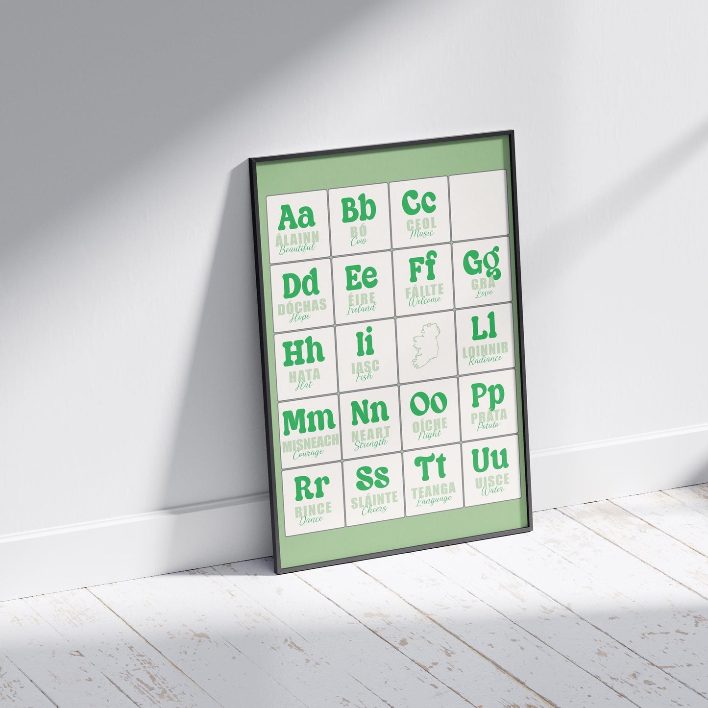 Colorful Irish Alphabet Print: Gaeilge Education Poster