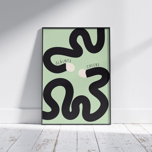 Sláinte Cheers Print: Irish Guinness Home Bar Wall Art