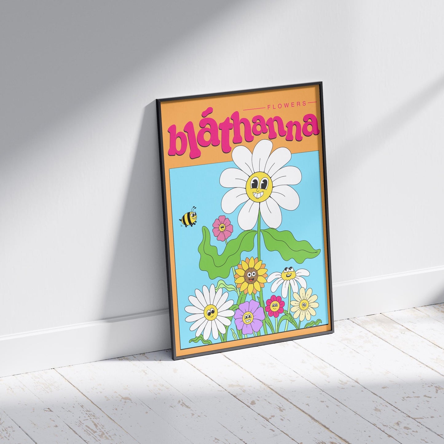 Retro Irish Flowers Print: Blathanna Wall Art